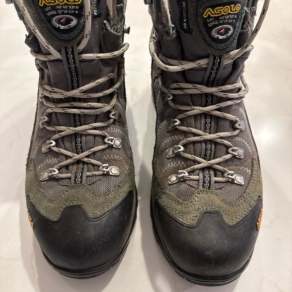 Asolo Women's Hiking Boots - Gray and Olive Goretex Vibram Sole / 10 - Picture 2 of 13